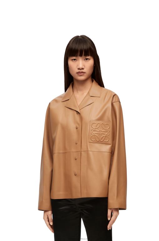 Loewe Women Pyjama blouse in nappa lambskin 206XF932 Toffee