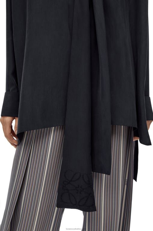 Loewe Women Anagram lavaliere blouse in silk 206XF917 Deep Blue