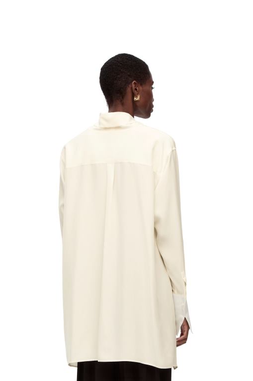 Loewe Women Anagram lavaliere blouse in silk 206XF918 Ivory
