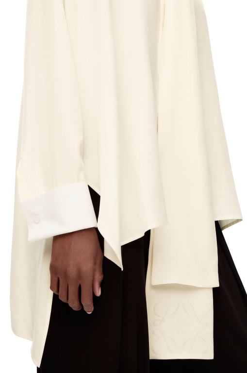 Loewe Women Anagram lavaliere blouse in silk 206XF918 Ivory