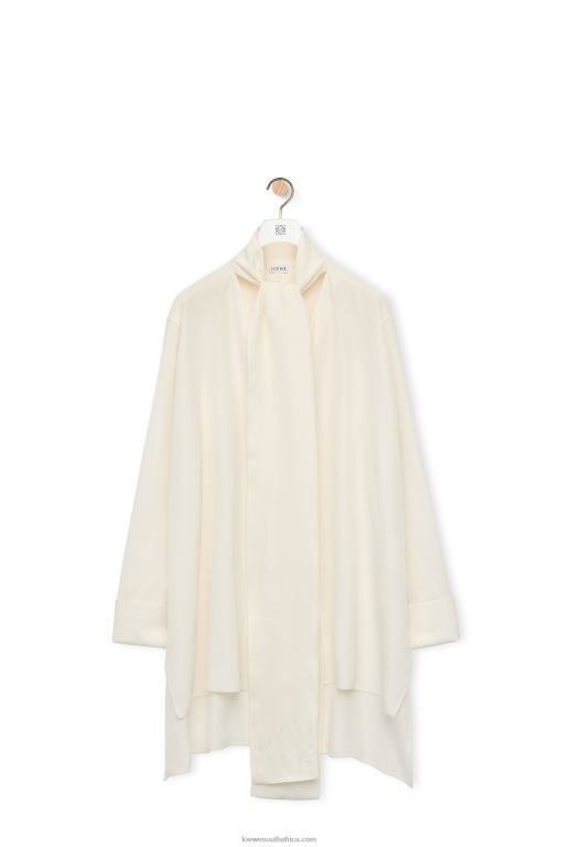 Loewe Women Anagram lavaliere blouse in silk 206XF918 Ivory