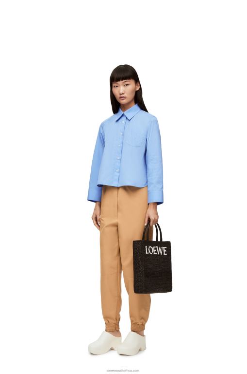 Loewe Women Anagram trapeze shirt in cotton poplin 206XF898 Baby Blue