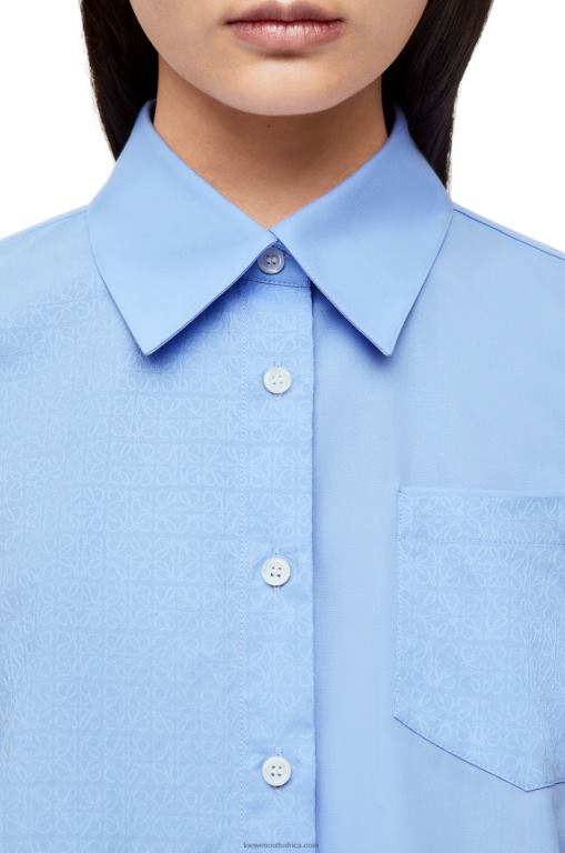 Loewe Women Anagram trapeze shirt in cotton poplin 206XF898 Baby Blue