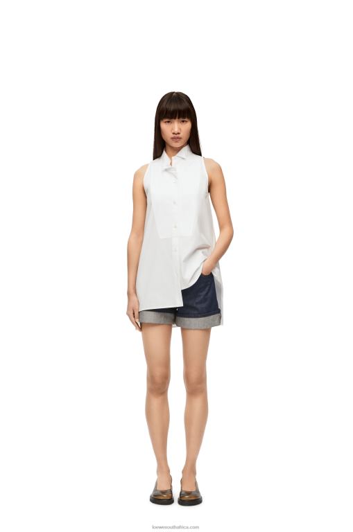 Loewe Women Asymmetric shirt in cotton 206XF858 White