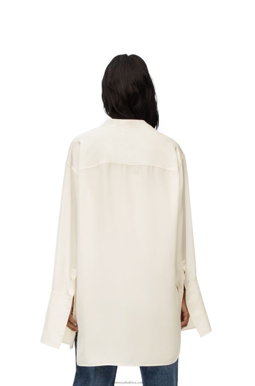 Loewe Women Asymmetric shirt in silk 206XF925 Ivory