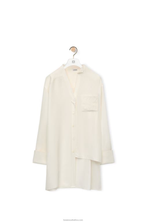 Loewe Women Asymmetric shirt in silk 206XF925 Ivory
