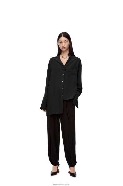 Loewe Women Asymmetric shirt in silk 206XF926 Black