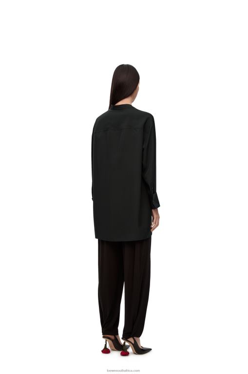 Loewe Women Asymmetric shirt in silk 206XF926 Black