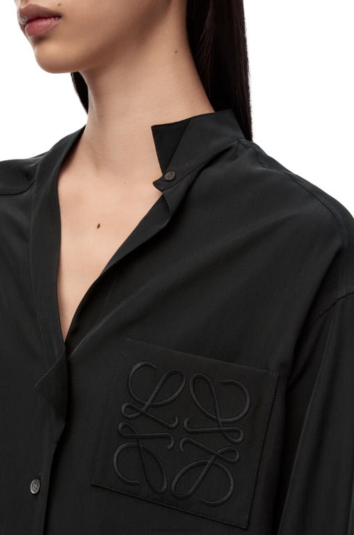 Loewe Women Asymmetric shirt in silk 206XF926 Black