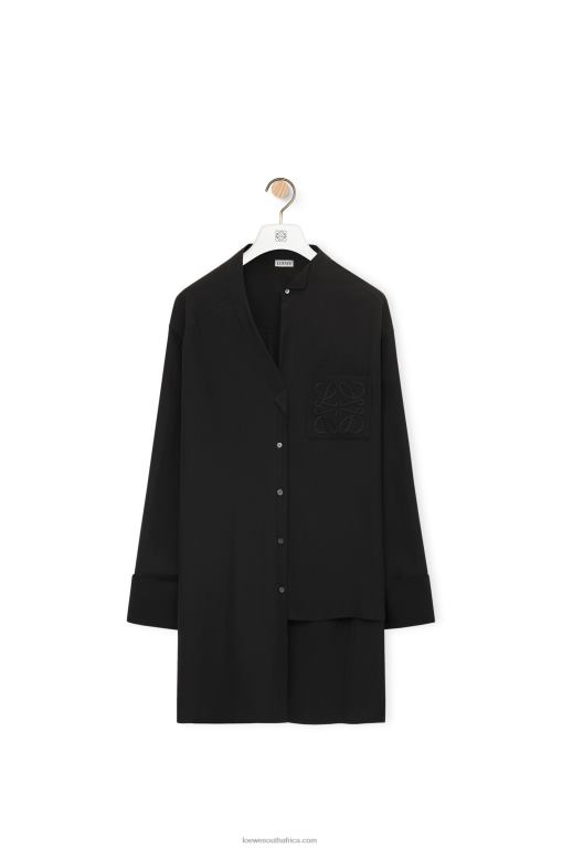 Loewe Women Asymmetric shirt in silk 206XF926 Black