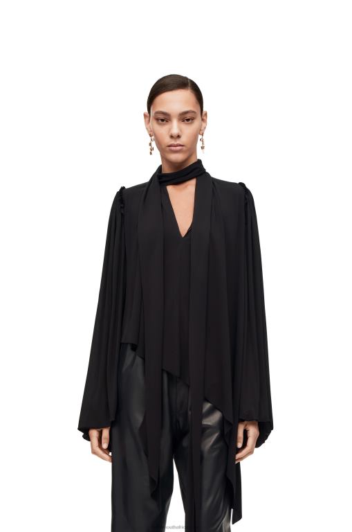 Loewe Women Asymmetric top in viscose crepe jersey 206XF881 Black