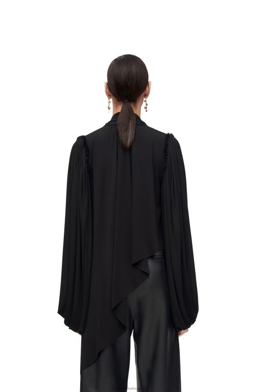 Loewe Women Asymmetric top in viscose crepe jersey 206XF881 Black