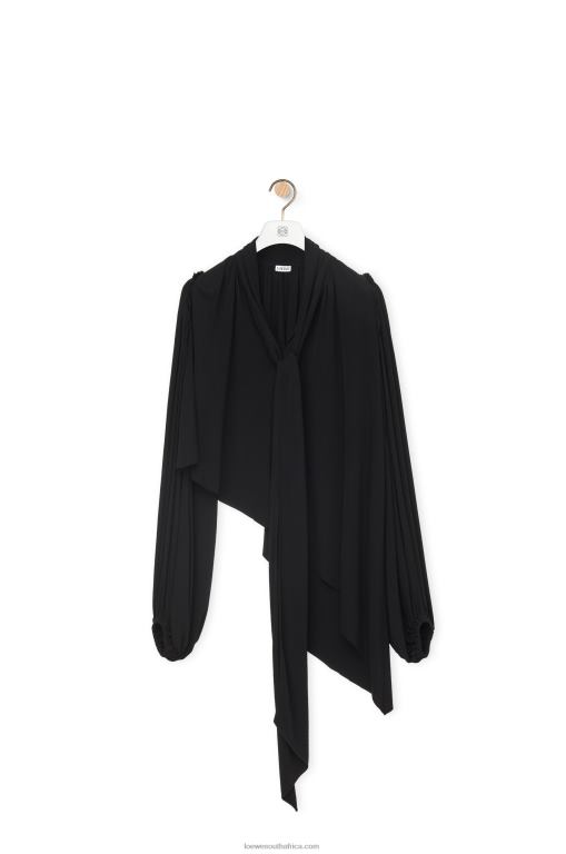 Loewe Women Asymmetric top in viscose crepe jersey 206XF881 Black