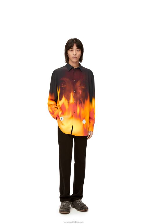 Loewe Women Calcifer shirt in viscose 206XF941 Orange Multitone