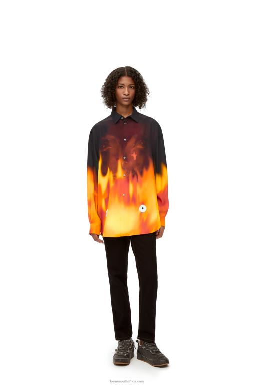 Loewe Women Calcifer shirt in viscose 206XF941 Orange Multitone