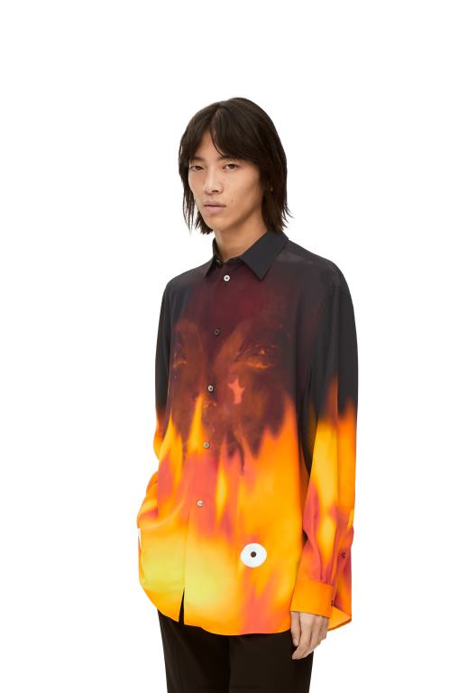 Loewe Women Calcifer shirt in viscose 206XF941 Orange Multitone