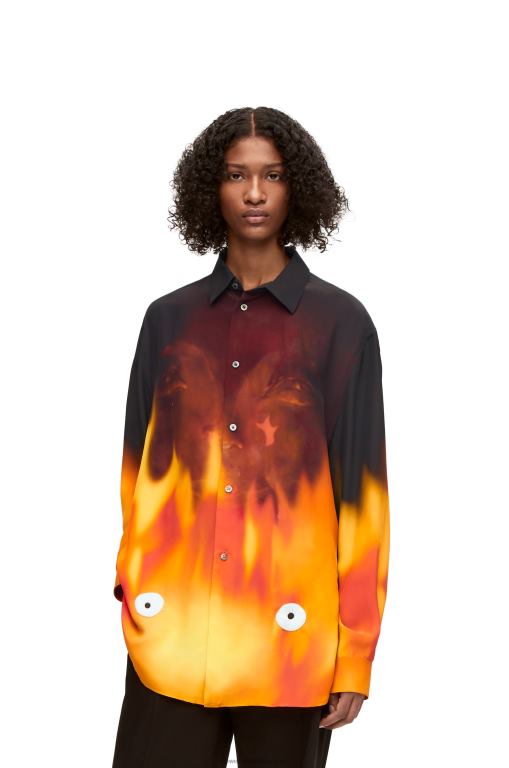 Loewe Women Calcifer shirt in viscose 206XF941 Orange Multitone
