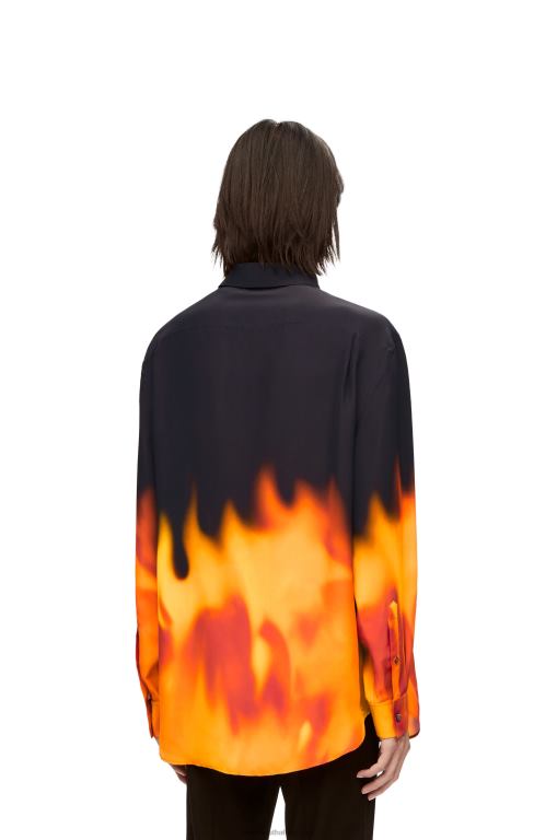 Loewe Women Calcifer shirt in viscose 206XF941 Orange Multitone