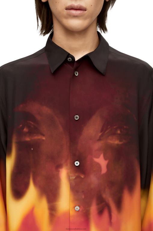 Loewe Women Calcifer shirt in viscose 206XF941 Orange Multitone