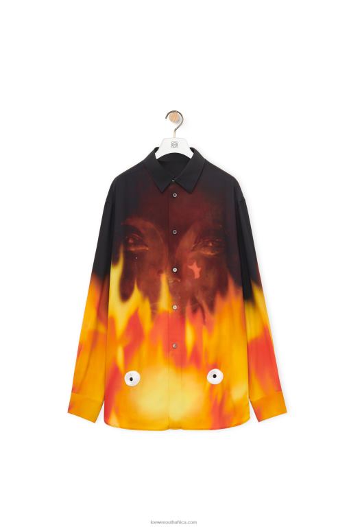 Loewe Women Calcifer shirt in viscose 206XF941 Orange Multitone