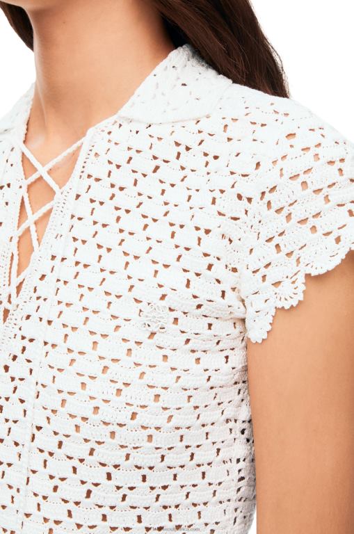 Loewe Women Crochet polo top in cotton 206XF874 White