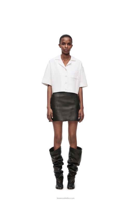 Loewe Women Cropped shirt in denim 206XF859 White