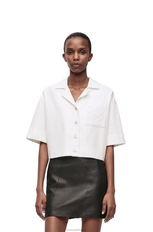 Loewe Women Cropped shirt in denim 206XF859 White