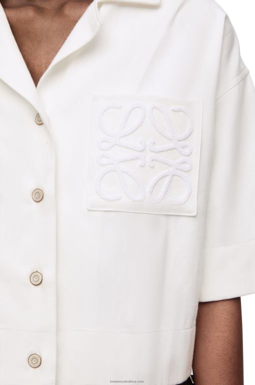 Loewe Women Cropped shirt in denim 206XF859 White