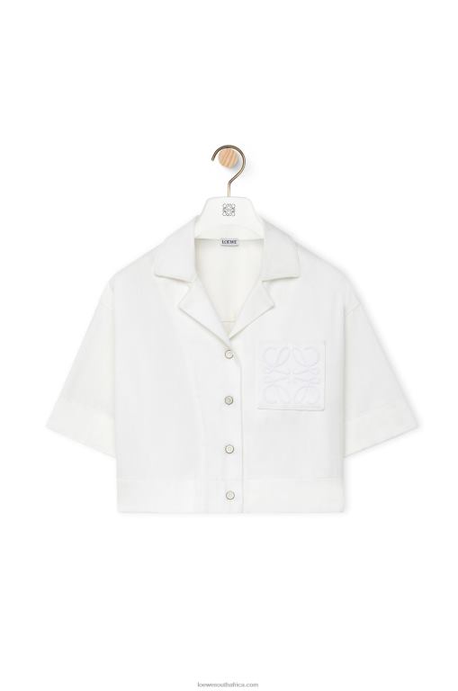 Loewe Women Cropped shirt in denim 206XF859 White