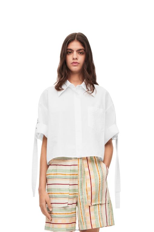 Loewe Women Cropped workwear shirt in cotton 206XF877 White