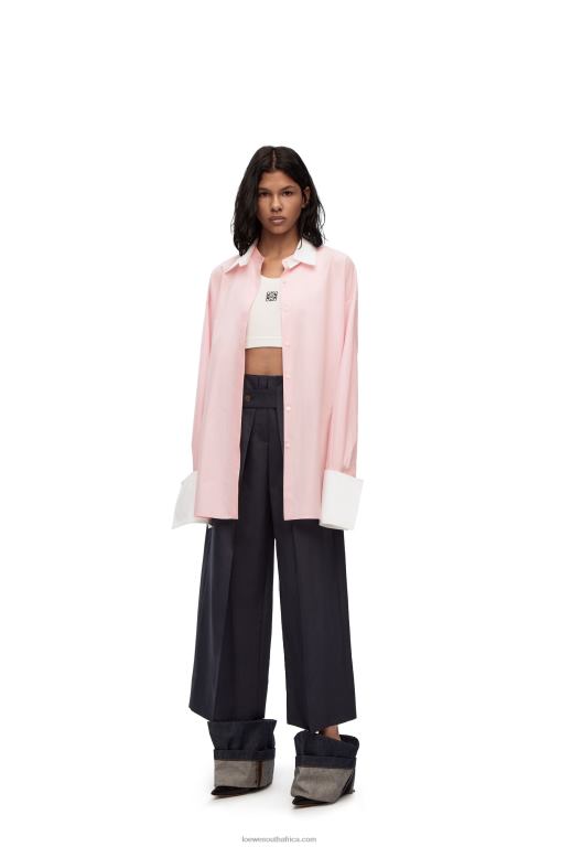 Loewe Women Deconstructed shirt in cotton 206XF915 Chalk