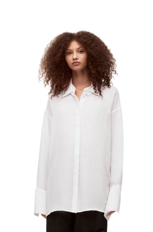 Loewe Women Deconstructed shirt in linen 206XF866 White