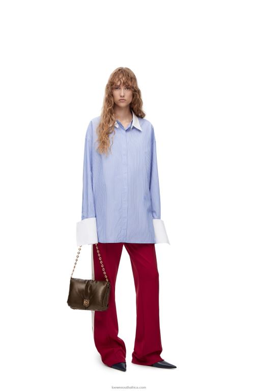 Loewe Women Deconstructed shirt in striped cotton 206XF916 Blue/White