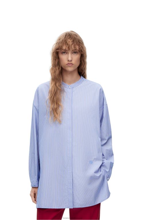 Loewe Women Deconstructed shirt in striped cotton 206XF916 Blue/White