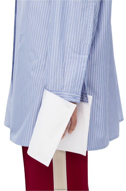 Loewe Women Deconstructed shirt in striped cotton 206XF916 Blue/White