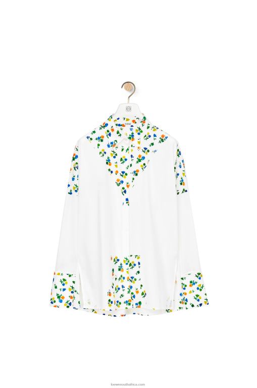 Loewe Women Flower deconstructed shirt in cotton poplin 206XF889 White