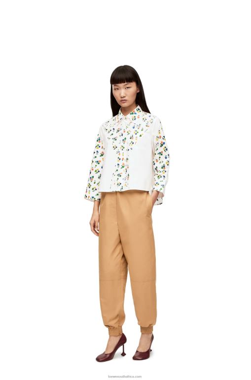Loewe Women Flower trapeze shirt in cotton poplin 206XF894 White/Multicolor