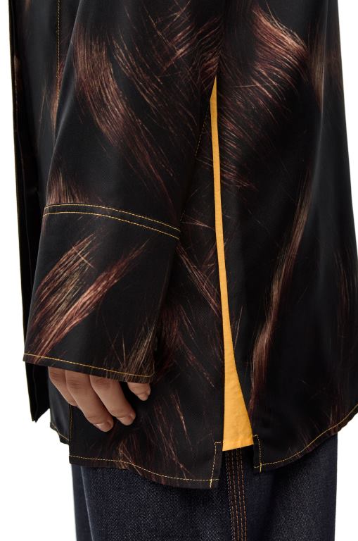 Loewe Women Hair print shirt in silk 206XF930 Brown/Multicolor