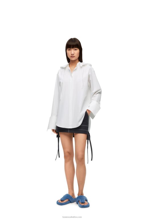 Loewe Women Hooded shirt in cotton 206XF854 White