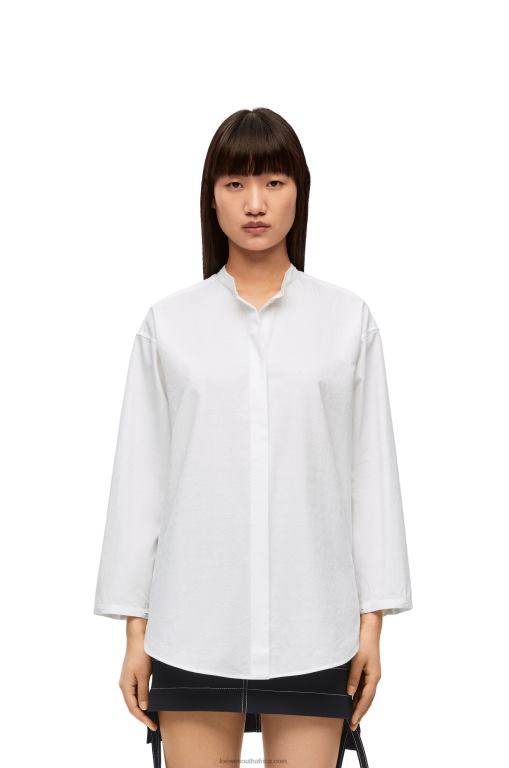 Loewe Women Hooded shirt in cotton 206XF854 White