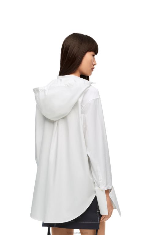 Loewe Women Hooded shirt in cotton 206XF854 White