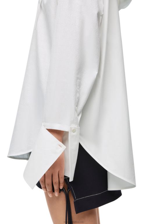 Loewe Women Hooded shirt in cotton 206XF854 White