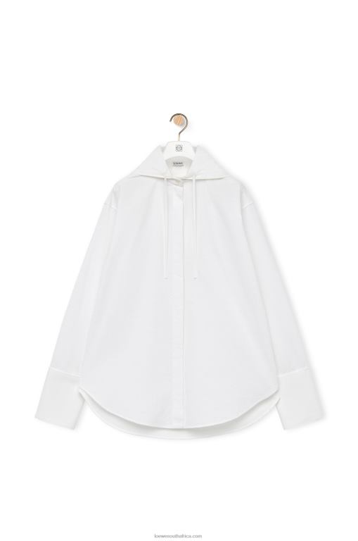 Loewe Women Hooded shirt in cotton 206XF854 White