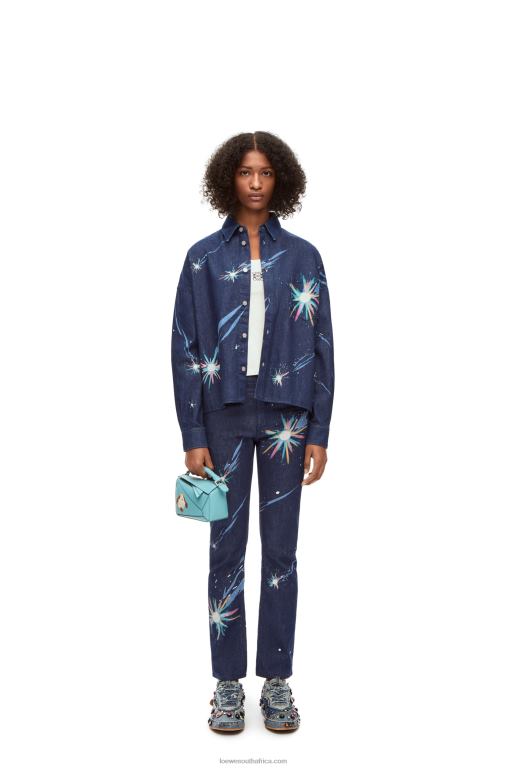 Loewe Women Magical Sky overshirt in denim 206XF945 Navy Blue