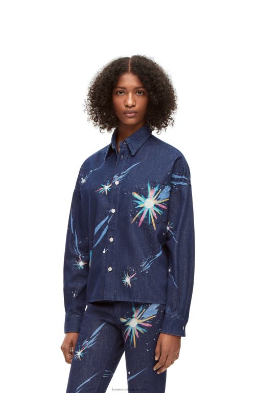 Loewe Women Magical Sky overshirt in denim 206XF945 Navy Blue