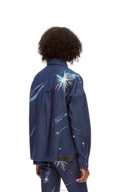 Loewe Women Magical Sky overshirt in denim 206XF945 Navy Blue