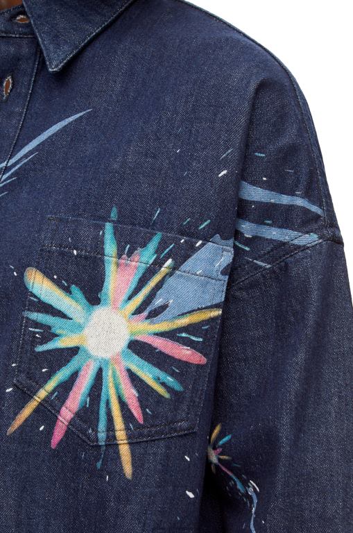 Loewe Women Magical Sky overshirt in denim 206XF945 Navy Blue