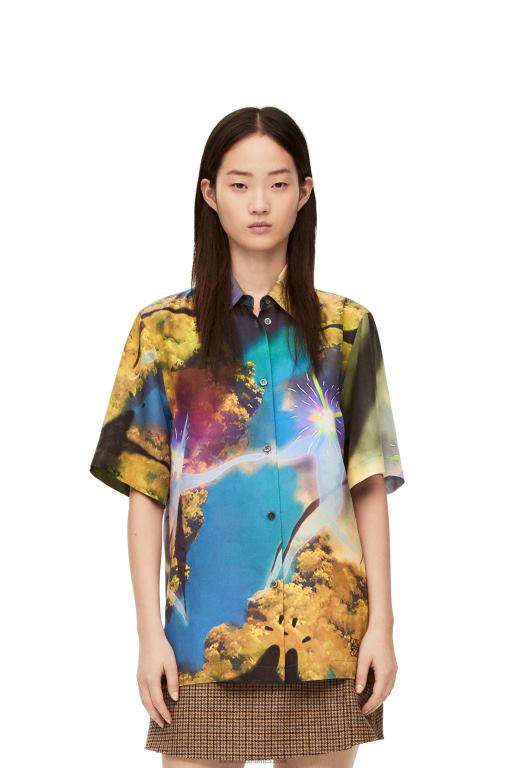 Loewe Women Magical Sky shirt in silk 206XF946 Multicolor
