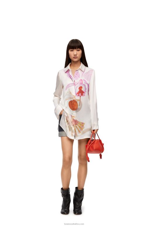 Loewe Women Maruja Mallo shirt in silk 206XF855 White/Multicolor