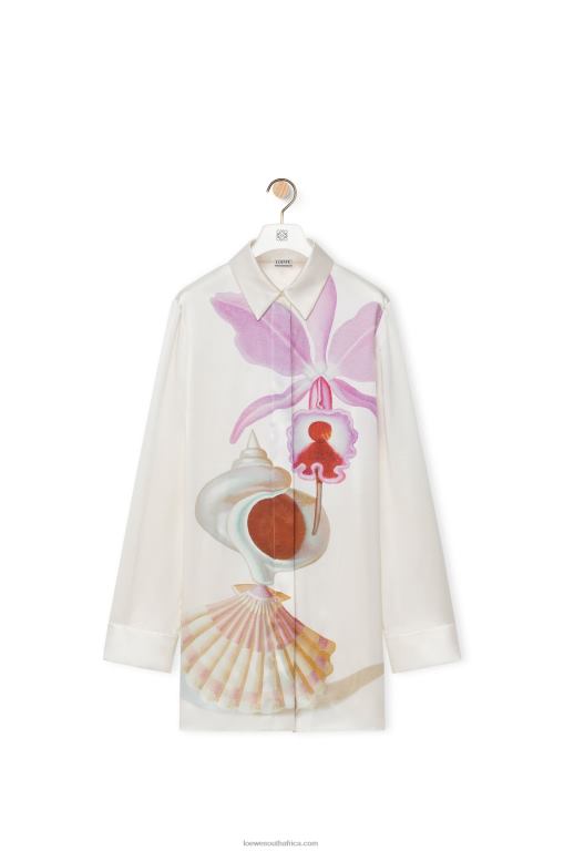 Loewe Women Maruja Mallo shirt in silk 206XF855 White/Multicolor